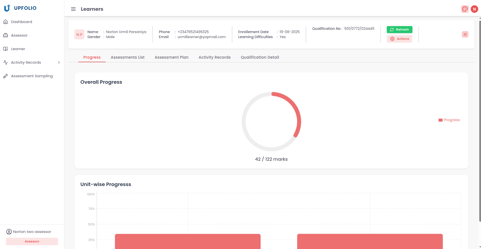 Learner Detail Screenshot